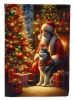 Siberian Husky and Santa Claus House Flag Large Porch Sleeve Pole Decorative Outside Yard Banner Artwork Wall Hanging, Polyester, House Size