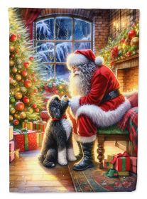 Portuguese Water Dog and Santa Claus House Flag Large Porch Sleeve Pole Decorative Outside Yard Banner Artwork Wall Hanging, Polyester, House Size