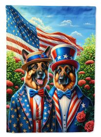 All American German Shepherd House Flag Large Porch Sleeve Pole Decorative Outside Yard Banner Artwork Wall Hanging, Polyester, House Size, Multicolor