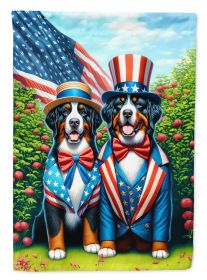 All American Bernese Mountain Dog House Flag Large Porch Sleeve Pole Decorative Outside Yard Banner Artwork Wall Hanging, Polyester, House Size