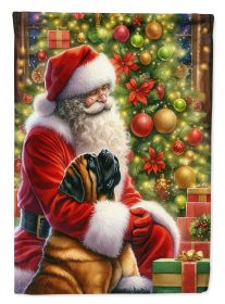 Mastiff and Santa Claus House Flag Large Porch Sleeve Pole Decorative Outside Yard Banner Artwork Wall Hanging, Polyester, House Size, Multicolor