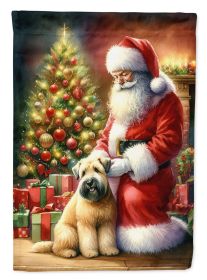 Wheaten Terrier and Santa Claus House Flag Large Porch Sleeve Pole Decorative Outside Yard Banner Artwork Wall Hanging, Polyester, House Size