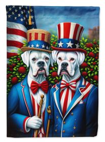 All American White Boxer House Flag Large Porch Sleeve Pole Decorative Outside Yard Banner Artwork Wall Hanging, Polyester, House Size, Multicolor