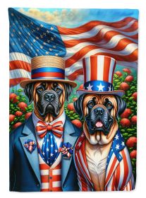All American Mastiff House Flag Large Porch Sleeve Pole Decorative Outside Yard Banner Artwork Wall Hanging, Polyester, House Size, Multicolor