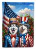 All American Alaskan Malamute House Flag Large Porch Sleeve Pole Decorative Outside Yard Banner Artwork Wall Hanging, Polyester, House Size