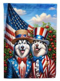 All American Alaskan Malamute House Flag Large Porch Sleeve Pole Decorative Outside Yard Banner Artwork Wall Hanging, Polyester, House Size