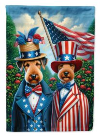 All American Airedale Terrier House Flag Large Porch Sleeve Pole Decorative Outside Yard Banner Artwork Wall Hanging, Polyester, House Size