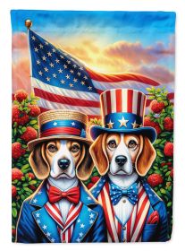 All American Beagle House Flag Large Porch Sleeve Pole Decorative Outside Yard Banner Artwork Wall Hanging, Polyester, House Size, Multicolor