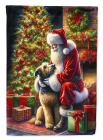 Irish Wolfhound and Santa Claus House Flag Large Porch Sleeve Pole Decorative Outside Yard Banner Artwork Wall Hanging, Polyester, House Size