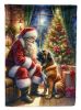 Bullmastiff and Santa Claus House Flag Large Porch Sleeve Pole Decorative Outside Yard Banner Artwork Wall Hanging, Polyester, House Size, Multicolor