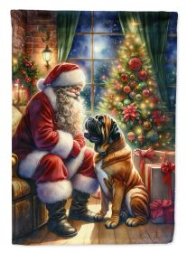 Bullmastiff and Santa Claus House Flag Large Porch Sleeve Pole Decorative Outside Yard Banner Artwork Wall Hanging, Polyester, House Size, Multicolor