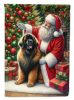Leonberger and Santa Claus House Flag Large Porch Sleeve Pole Decorative Outside Yard Banner Artwork Wall Hanging, Polyester, House Size, Multicolor