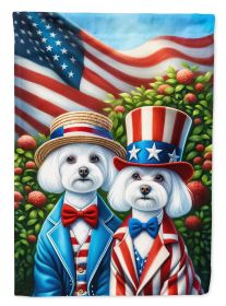 All American Maltese House Flag Large Porch Sleeve Pole Decorative Outside Yard Banner Artwork Wall Hanging, Polyester, House Size, Multicolor