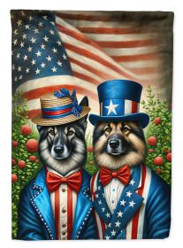 All American Norwegian Elkhound House Flag Large Porch Sleeve Pole Decorative Outside Yard Banner Artwork Wall Hanging, Polyester, House Size