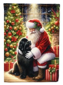 Newfoundland and Santa Claus House Flag Large Porch Sleeve Pole Decorative Outside Yard Banner Artwork Wall Hanging, Polyester, House Size, Multicolor