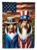 All American Collie House Flag Large Porch Sleeve Pole Decorative Outside Yard Banner Artwork Wall Hanging, Polyester, House Size, Multicolor