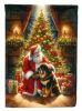 Tibetan Mastiff and Santa Claus House Flag Large Porch Sleeve Pole Decorative Outside Yard Banner Artwork Wall Hanging, Polyester, House Size