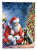 Manchester Terrier and Santa Claus House Flag Large Porch Sleeve Pole Decorative Outside Yard Banner Artwork Wall Hanging, Polyester, House Size