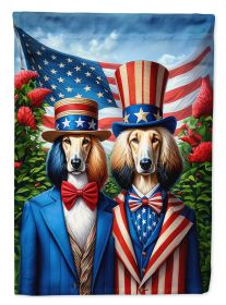 All American Afghan Hound House Flag Large Porch Sleeve Pole Decorative Outside Yard Banner Artwork Wall Hanging, Polyester, House Size, Multicolor