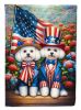 All American Bichon Frise House Flag Large Porch Sleeve Pole Decorative Outside Yard Banner Artwork Wall Hanging, Polyester, House Size, Multicolor