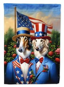 All American Borzoi House Flag Large Porch Sleeve Pole Decorative Outside Yard Banner Artwork Wall Hanging, Polyester, House Size, Multicolor