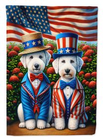 All American Bedlington Terrier House Flag Large Porch Sleeve Pole Decorative Outside Yard Banner Artwork Wall Hanging, Polyester, House Size