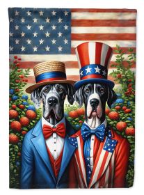 All American Great Dane House Flag Large Porch Sleeve Pole Decorative Outside Yard Banner Artwork Wall Hanging, Polyester, House Size, Multicolor
