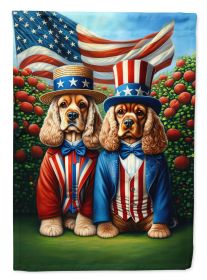 All American Cocker Spaniel House Flag Large Porch Sleeve Pole Decorative Outside Yard Banner Artwork Wall Hanging, Polyester, House Size, Multicolor