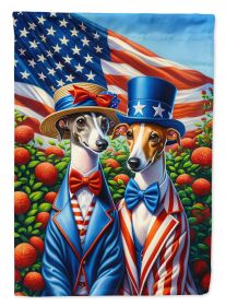 All American Italian Greyhound House Flag Large Porch Sleeve Pole Decorative Outside Yard Banner Artwork Wall Hanging, Polyester, House Size