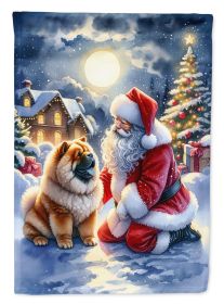 Chow Chow and Santa Claus House Flag Large Porch Sleeve Pole Decorative Outside Yard Banner Artwork Wall Hanging, Polyester, House Size, Multicolor
