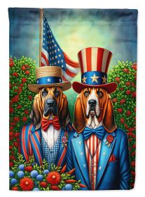 All American Bloodhound House Flag Large Porch Sleeve Pole Decorative Outside Yard Banner Artwork Wall Hanging, Polyester, House Size, Multicolor