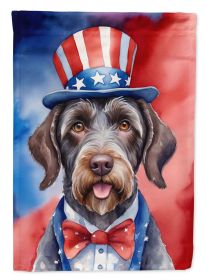 German Wirehaired Pointer Patriotic American Garden Flag Mailbox Flag Decorative Yard Flag Banner Outside Patio Artwork Yard Flower Beds, Garden Size