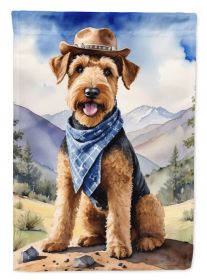 Airedale Terrier Cowboy Welcome Garden Flag Mailbox Flag Decorative Yard Flag Banner Outside Patio Artwork Yard Flower Beds, Garden Size, Multicolor