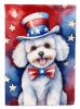 Bichon Frise Patriotic American Garden Flag Mailbox Flag Decorative Yard Flag Banner Outside Patio Artwork Yard Flower Beds, Garden Size, Multicolor