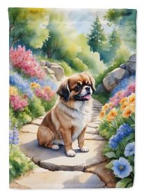 Tibetan Spaniel Spring Path Garden Flag Mailbox Flag Decorative Yard Flag Banner Outside Patio Artwork Yard Flower Beds, Garden Size, Multicolor