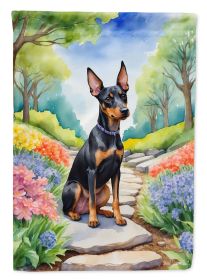 Manchester Terrier Spring Path Garden Flag Mailbox Flag Decorative Yard Flag Banner Outside Patio Artwork Yard Flower Beds, Garden Size, Multicolor