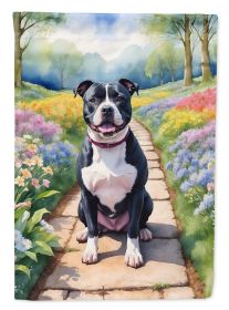 Staffordshire Bull Terrier Spring Path Garden Flag Mailbox Flag Decorative Yard Flag Banner Outside Patio Artwork Yard Flower Beds, Garden Size