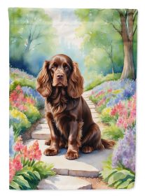 Sussex Spaniel Spring Path Garden Flag Mailbox Flag Decorative Yard Flag Banner Outside Patio Artwork Yard Flower Beds, Garden Size, Multicolor
