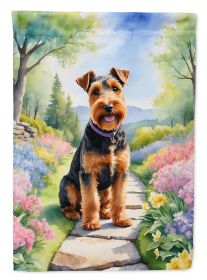 Welsh Terrier Spring Path Garden Flag Mailbox Flag Decorative Yard Flag Banner Outside Patio Artwork Yard Flower Beds, Garden Size, Multicolor