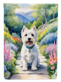 Westie Spring Path Garden Flag Mailbox Flag Decorative Yard Flag Banner Outside Patio Artwork Yard Flower Beds, Garden Size, Multicolor