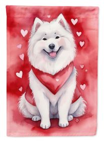 Samoyed My Valentine Garden Flag Mailbox Flag Decorative Yard Flag Banner Outside Patio Artwork Yard Flower Beds, Garden Size, Multicolor