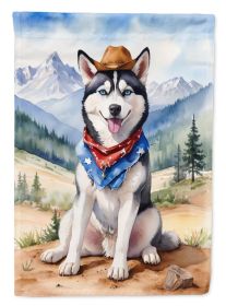 Siberian Husky Cowboy Welcome Garden Flag Mailbox Flag Decorative Yard Flag Banner Outside Patio Artwork Yard Flower Beds, Garden Size, Multicolor