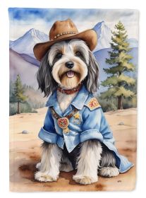 Tibetan Terrier Cowboy Welcome Garden Flag Mailbox Flag Decorative Yard Flag Banner Outside Patio Artwork Yard Flower Beds, Garden Size, Multicolor