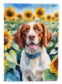 Brittany Spaniel in Sunflowers Garden Flag Mailbox Flag Decorative Yard Flag Banner Outside Patio Artwork Yard Flower Beds, Garden Size, Multicolor