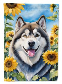 Alaskan Malamute in Sunflowers Garden Flag Mailbox Flag Decorative Yard Flag Banner Outside Patio Artwork Yard Flower Beds, Garden Size, Multicolor