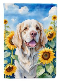 Clumber Spaniel in Sunflowers Garden Flag Mailbox Flag Decorative Yard Flag Banner Outside Patio Artwork Yard Flower Beds, Garden Size, Multicolor