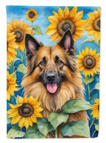 Belgian Tervuren in Sunflowers Garden Flag Mailbox Flag Decorative Yard Flag Banner Outside Patio Artwork Yard Flower Beds, Garden Size, Multicolor