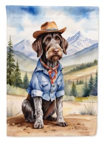 German Wirehaired Pointer Cowboy Welcome Garden Flag Mailbox Flag Decorative Yard Flag Banner Outside Patio Artwork Yard Flower Beds, Garden Size