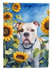 American Bulldog in Sunflowers Garden Flag Mailbox Flag Decorative Yard Flag Banner Outside Patio Artwork Yard Flower Beds, Garden Size, Multicolor