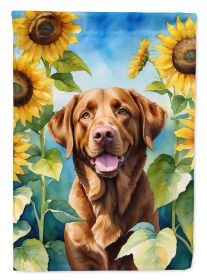 Chesapeake Bay Retriever in Sunflowers Garden Flag Mailbox Flag Decorative Yard Flag Banner Outside Patio Artwork Yard Flower Beds, Garden Size